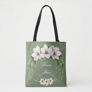 Tote Bag Équipe Mariée Magnolia Mariage d'hiver Pine Tree