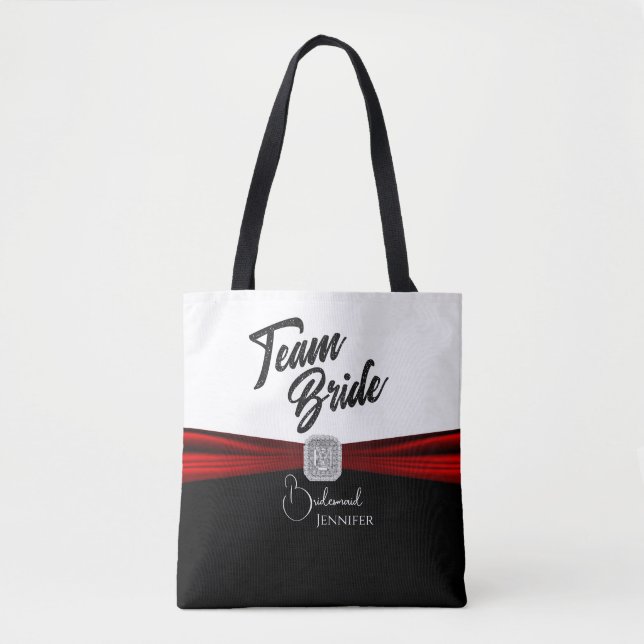 Tote Bag Équipe noire, blanche et rouge (Devant)