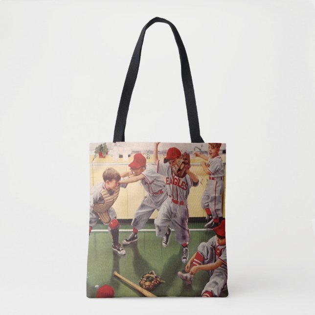 Tote Bag Équipe vintage De Baseball Sports, Boys Roughhousi (Devant)