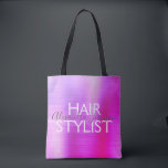 Tote Bag Équipements de la liste de cheveux rose pourpre<br><div class="desc">Pink and Purple Ombre Foil Hair Stylist trousse de beauté pour ciseaux,  shampooing ou autres fournitures de salon. Le nom et la profession du contact commercial peuvent être changés pour être utilisés pour n'importe quel type d'entreprise. Veuillez contacter le concepteur pour obtenir d'autres articles correspondants.</div>