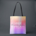 Tote Bag Équipements de la liste de cheveux rose pourpre<br><div class="desc">Gold,  Rose et Purple Ombre Pastel Rainbow Foil Sac de beauté Styliste pour ciseaux,  shampooing ou autres fournitures de salon. Le nom et la profession du contact commercial peuvent être changés pour être utilisés pour n'importe quel type d'entreprise. Veuillez contacter le concepteur pour obtenir d'autres articles correspondants.</div>