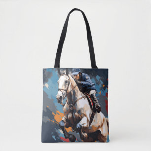 Tote Bag Équitation Action Sport Peinture Art Abstrait