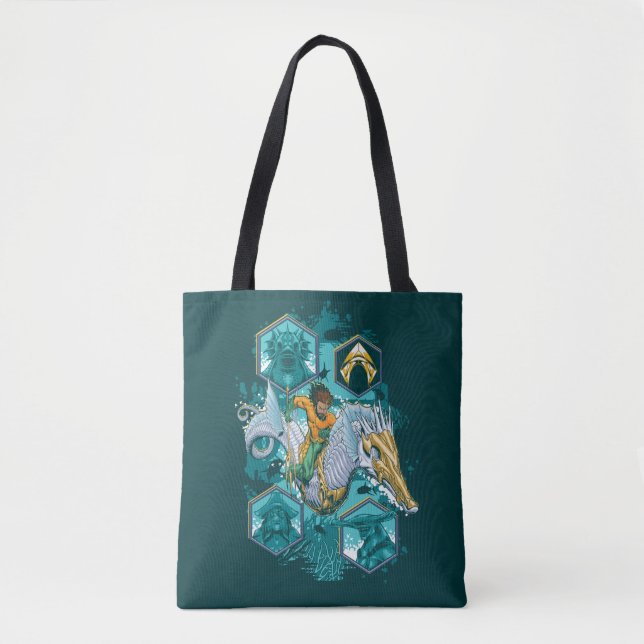 Tote Bag Équitation Aquaman À Cheval Dans Les Royaumes (Devant)