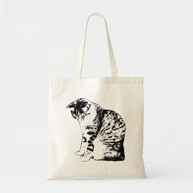 Tote Bag Errands d'automne avec un style de chat minimal (Devant)