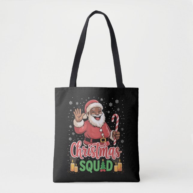 Tote Bag Escadron de Noël Père Noël Afro Man Fier Noir Afri (Devant)