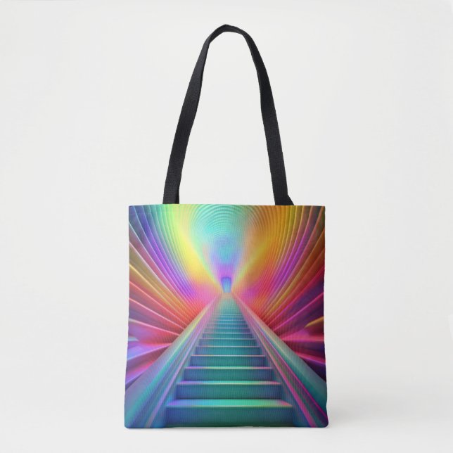 Tote Bag Escalier arc-en-ciel vibrant Art (Devant)