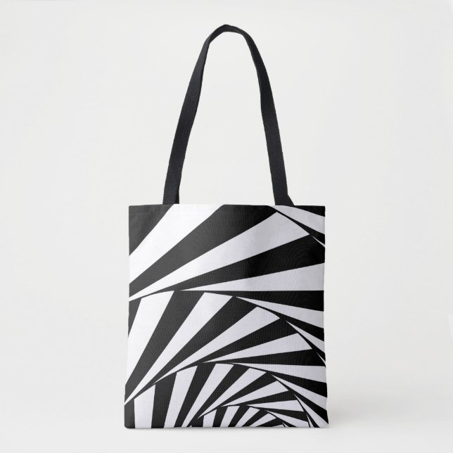 Tote Bag Escalier spiral noir et blanc Abstrait Art T (Devant)