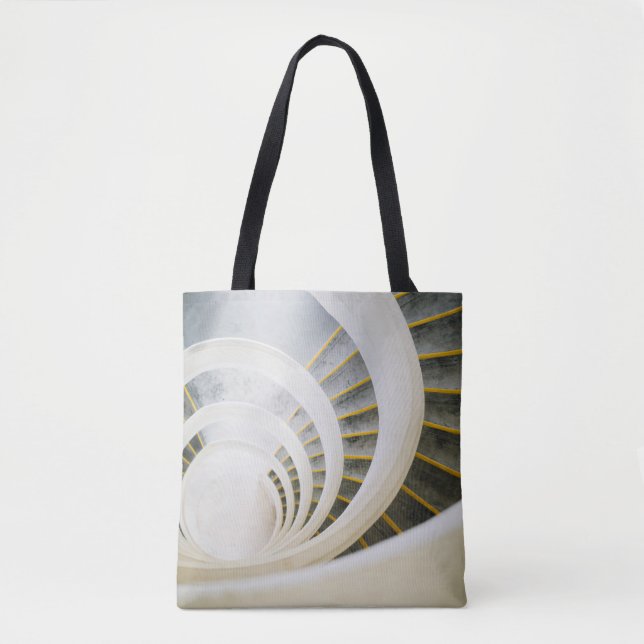 Tote Bag Escaliers noirs et blancs en spirale (Devant)