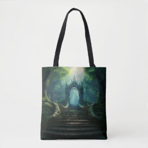 Tote Bag Escaliers vers la porte antique dans la forêt ench