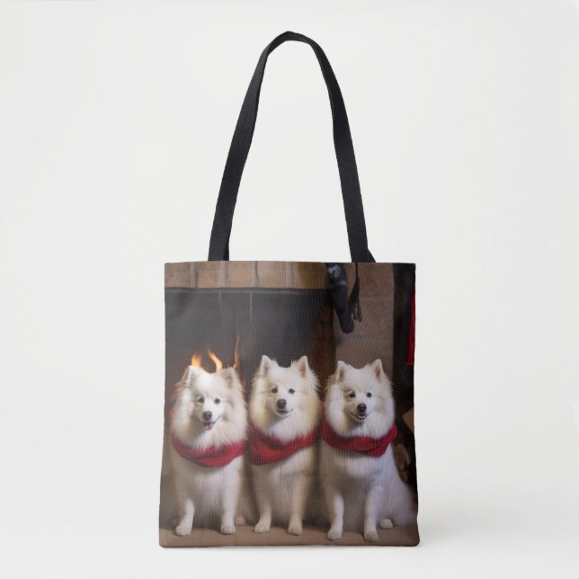 Tote Bag Eskimo américain au coin du feu de Noël (Devant)