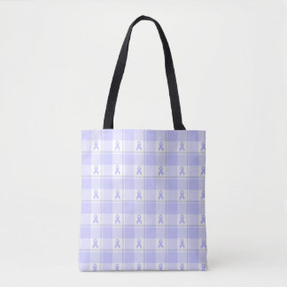 Tote Bag Esophageal Cancer Awareness Plaid Periwinkle 