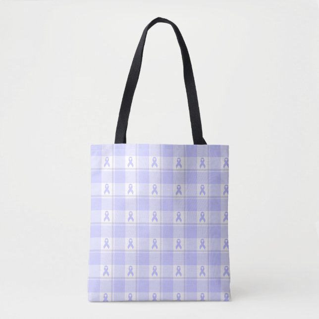 Tote Bag Esophageal Cancer Awareness Plaid Periwinkle  (Devant)