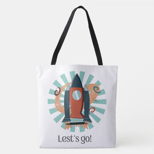 TOTE BAG ESPACE, ASTRONAUT, OVNI, ROCKETSHIPS, UNIVERS (Devant)