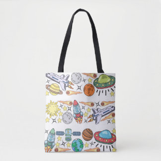 Tote Bag Espace extra-atmosphérique : Doodles Vintages tiré
