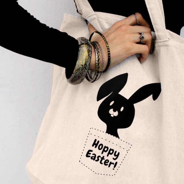Tote Bag Espèce De Souhait De Pâques Avec Lapin Noir Joué (Créateur téléchargé)