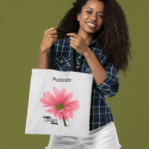 Tote Bag espoir GROWS ici Fleur rose personnalisée