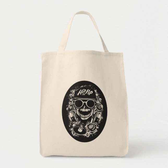 Tote Bag Estampa Hip Hop - Hip Hop Skull Vibes - Bolsa (Devant)
