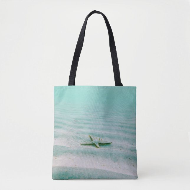 Tote Bag Estarfish blanche sur sable sous l'eau le matin (Devant)