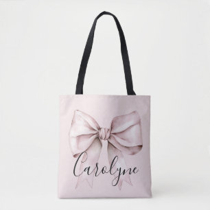 Tote Bag esthétique de noeud papillon rose coquette Nom per