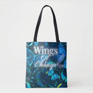 Tote Bag esthétique minimaliste fantaisiste papillon bleu c