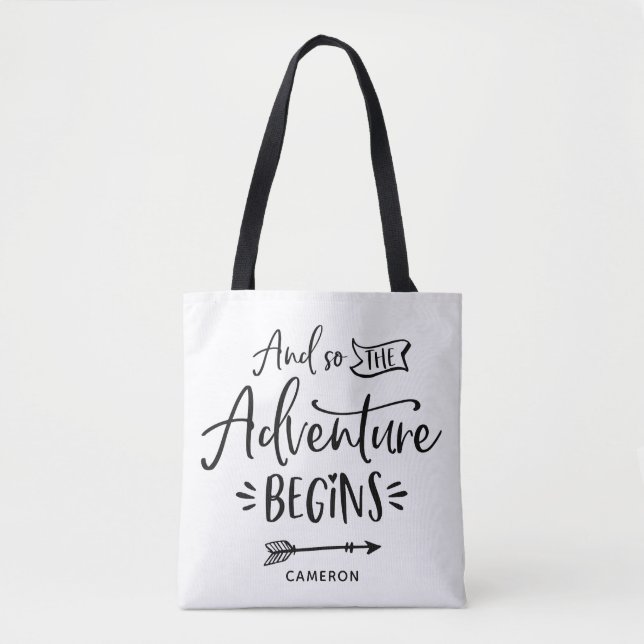Tote Bag Et Donc L'Aventure Commence À La Main Lettré (Devant)