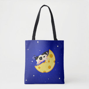 Tote Bag Et la vache s'est cognée sur la lune au fromage