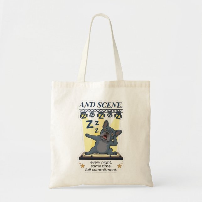 Tote Bag Et scène drôle Bouledogue Français (Devant)