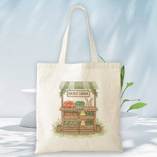 Tote Bag Étal de marché de fermiers fantaisiste aquarelle