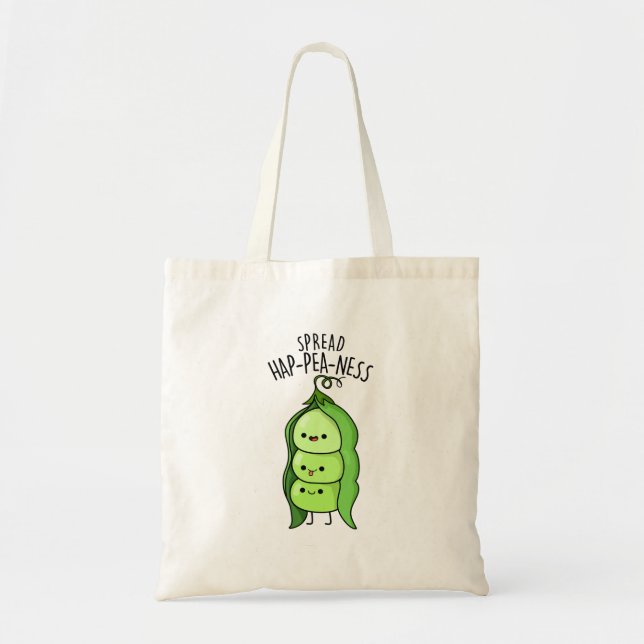 Tote Bag Étaler Hap-Pea-ness Funny Peas Pun (Devant)