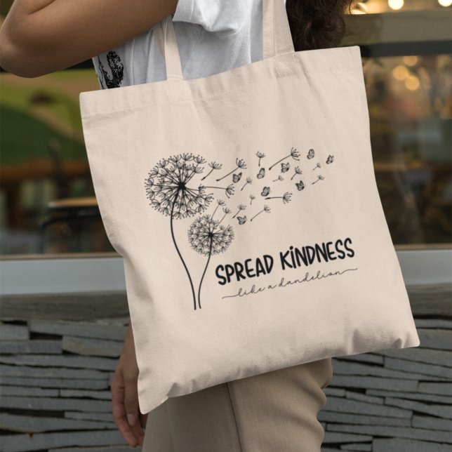 Tote Bag Étaler La Douceur Comme Un Papillon Dandelion Pers (Spread Kindness Like A Dandelion Butterfly Tote Bag)
