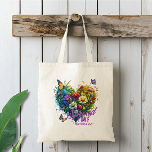 Tote Bag Étaler l'amour naturellement floral papillon Coeur