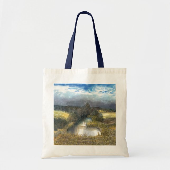 Tote Bag étang d'automne aquarelle peinture (Devant)