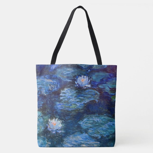 Tote Bag Étang de nénuphar dans le bleu par des beaux-arts (Devant)