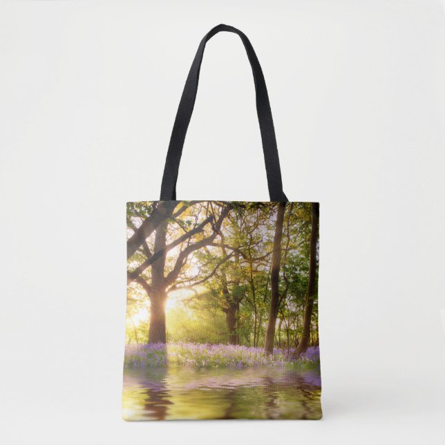 Tote Bag étang magique dans la forêt de bluebell (Devant)