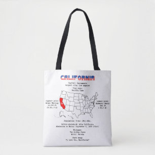 Tote Bag Etat américain de Californie sur une carte et des