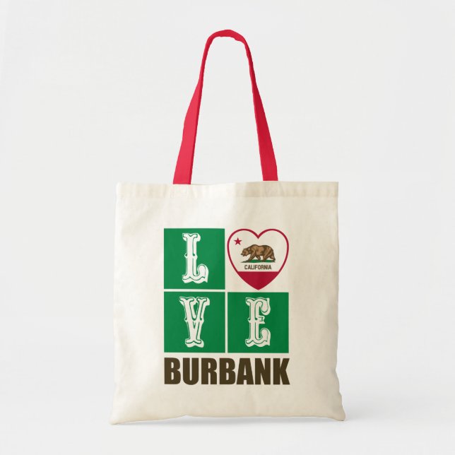 Tote Bag État de Californie Drapeau Heart Burbank (Devant)