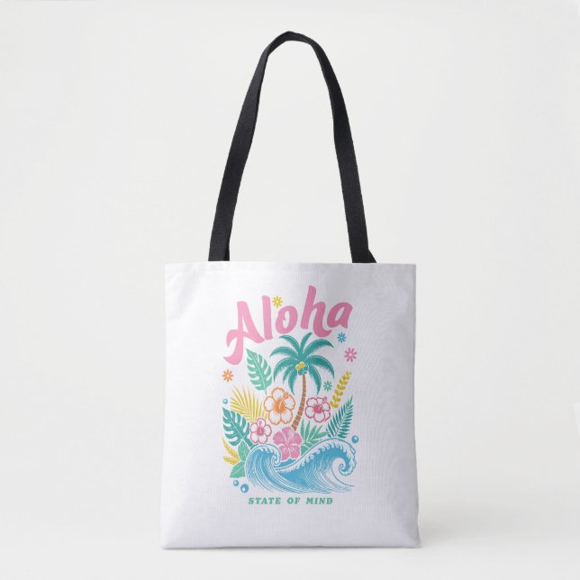 Tote Bag "État d'esprit Aloha" Funny Boho Coastal  (Devant)