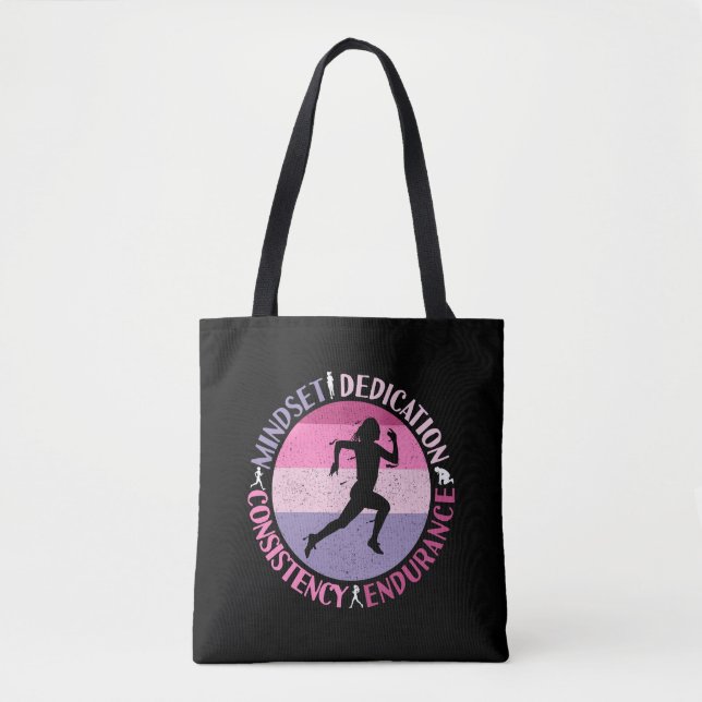 Tote Bag État d'esprit de course - Citation d'endurance de  (Devant)