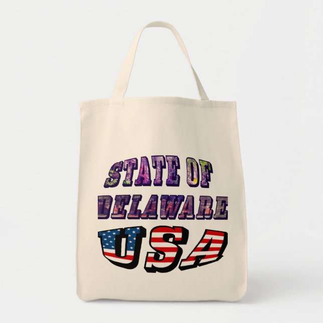 Tote Bag Etat du Delaware USA Photo & Flag Text (Devant)
