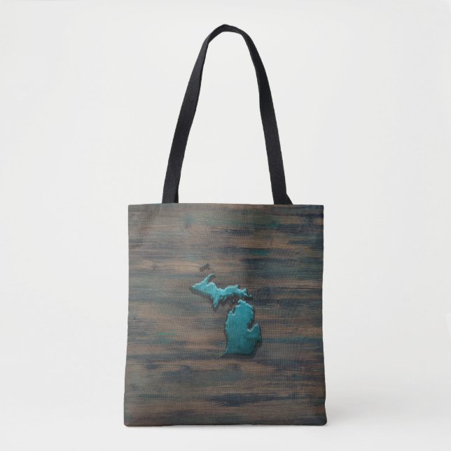 Tote Bag État du Michigan Turquoise (Devant)
