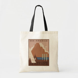 Tote Bag État du Montana : Tribus indiennes, Montagnes, Pra