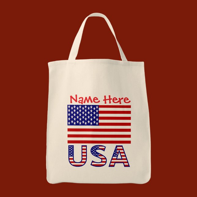 Tote Bag États-Unis Amérique Rouge Personnalisé (Créateur téléchargé)