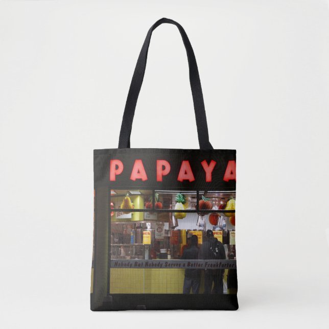 Tote Bag États-Unis, New York. Grey's Papaya : fenêtre (Devant)