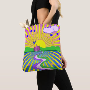 Tote Bag Été d'amour Psychédélique Soixante-dix Sunburst