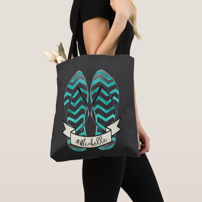 Tote Bag Été Getaway Beach Flip Flops Personnalisé (De près)