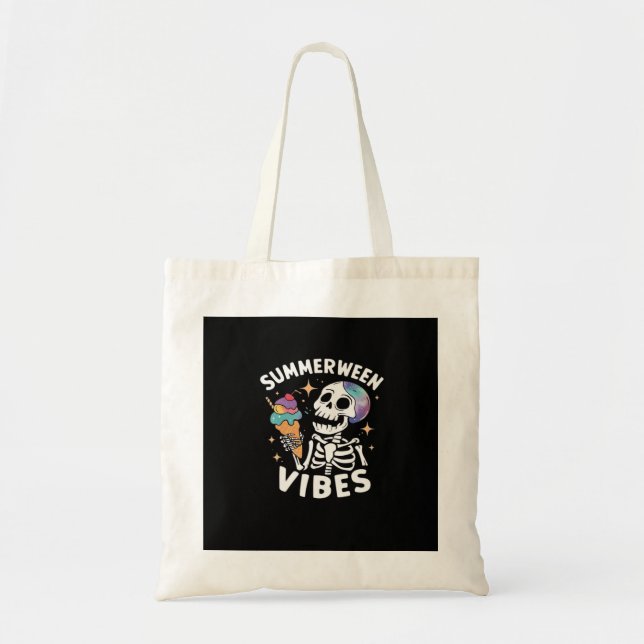 Tote Bag Été Halloween Funky Skeleton Ice Cre (Devant)