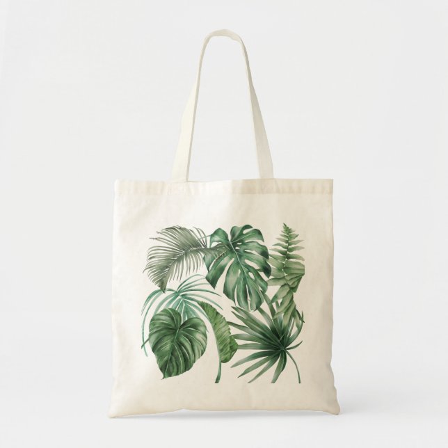 Tote Bag Eté moderne Feuilles tropicaux Monstera Beach (Devant)