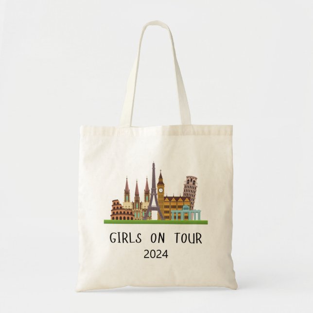 TOTE BAG ETÉ PERSONNALISABLE EUROPE VACANCES FILLES EN VISI (Devant)