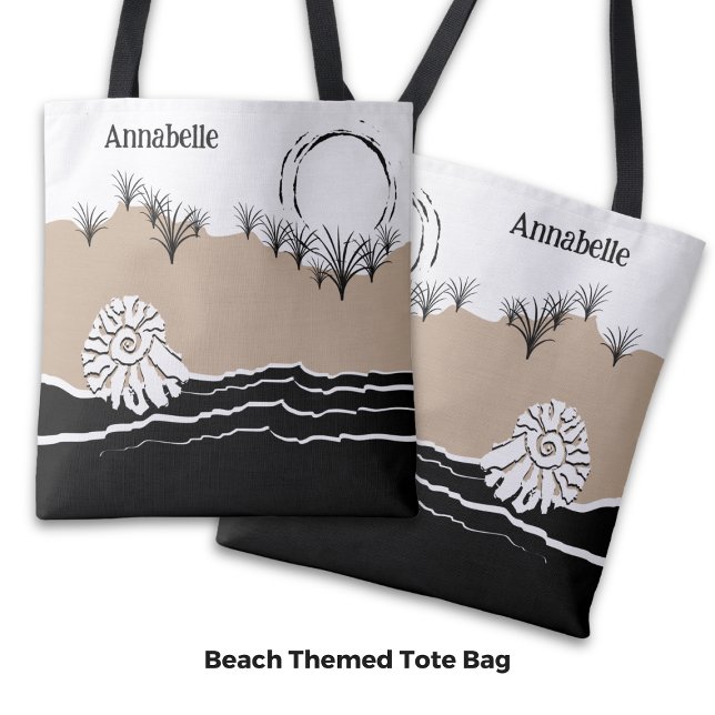 Tote Bag Été Sunset Dune Sable Sea Nom de la coque (Summer Sunset Dune Sand Sea Shell Name Tote Bag)