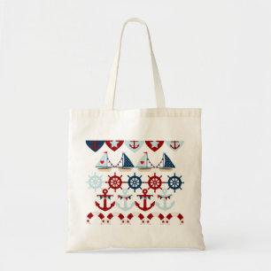 Tote Bag Eté Thème nautique Ancres Bateaux à voile Helms